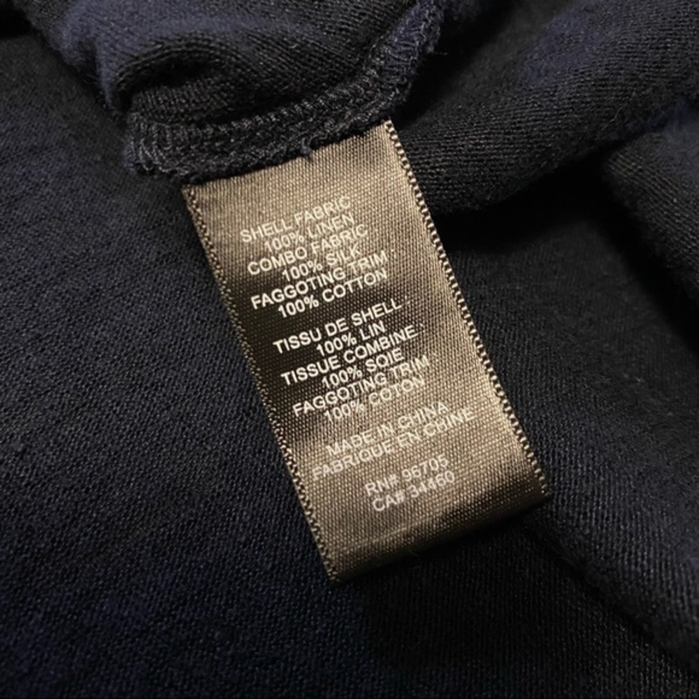 Rebecca Taylor navy blue sheer silk sleeve linen top - Picture 12 of 13